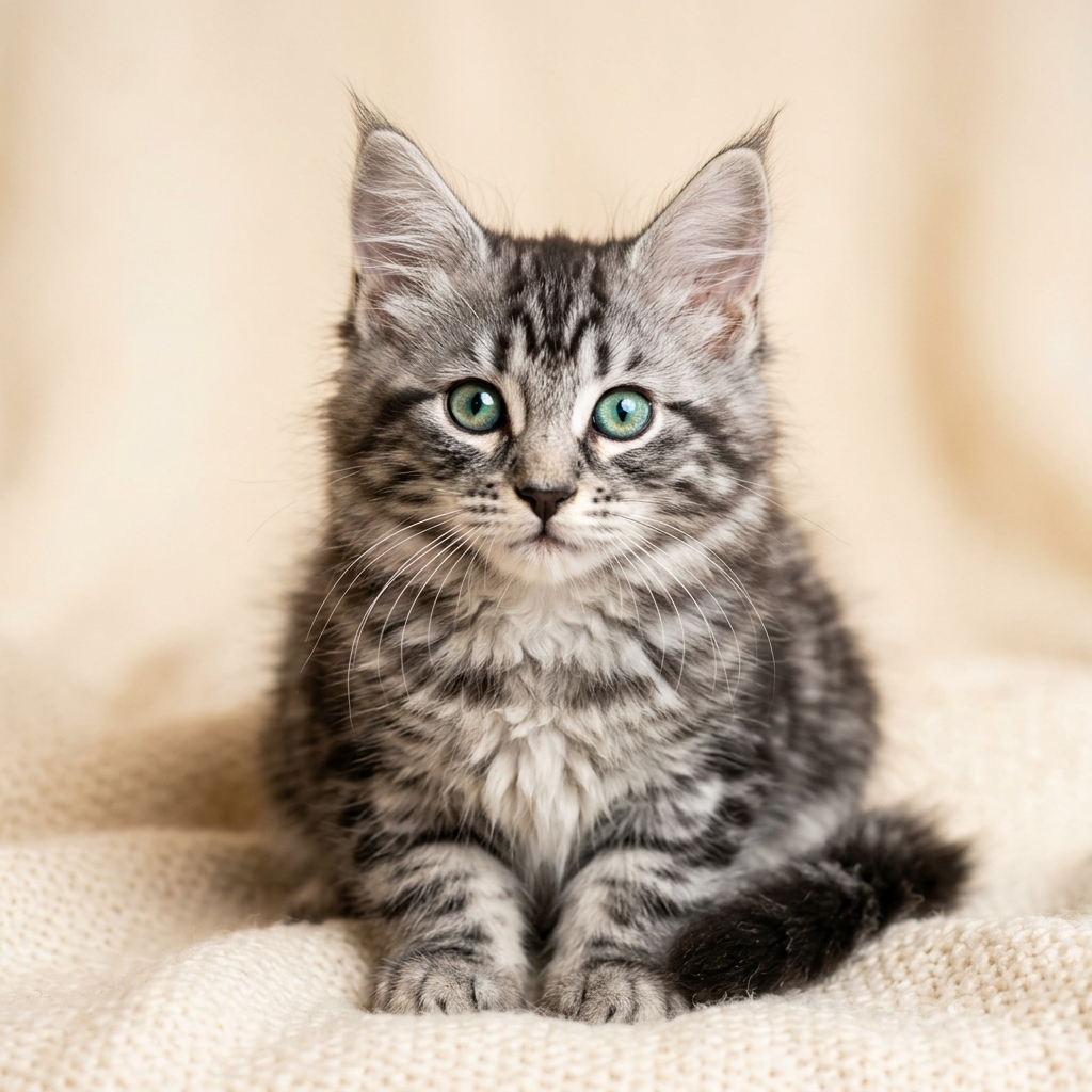 Silver tabby Maine coon kitten